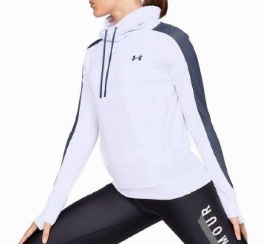 Under Armour Womens Featherweight White Fleece Funnel Neck Top