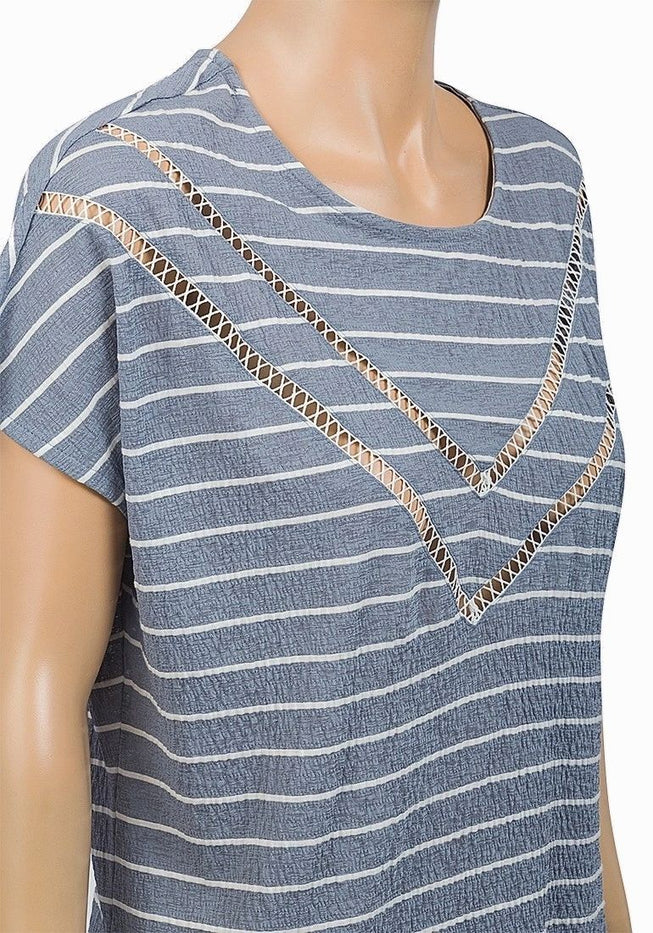 Ex UK Chainstore Ladies Striped Crinkle Boxy Top