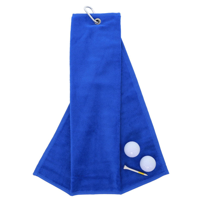 Tri Fold Velour Golf Towel With Carabiner Clip