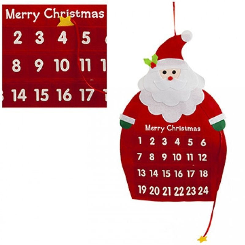 Felt Santa Shaped Hanging Advent Calendar