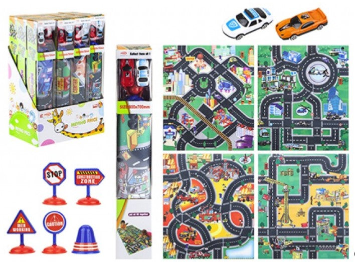 Children's Play Mat With 2 Cars & Accessories