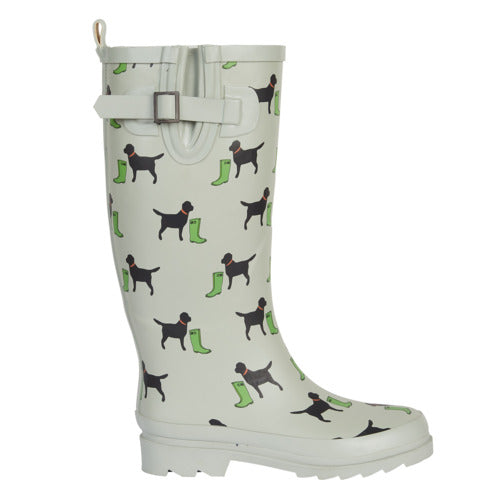 Ladies Wide Calf Fashion Wellies Dog Walking Wellington Boots - Lilly