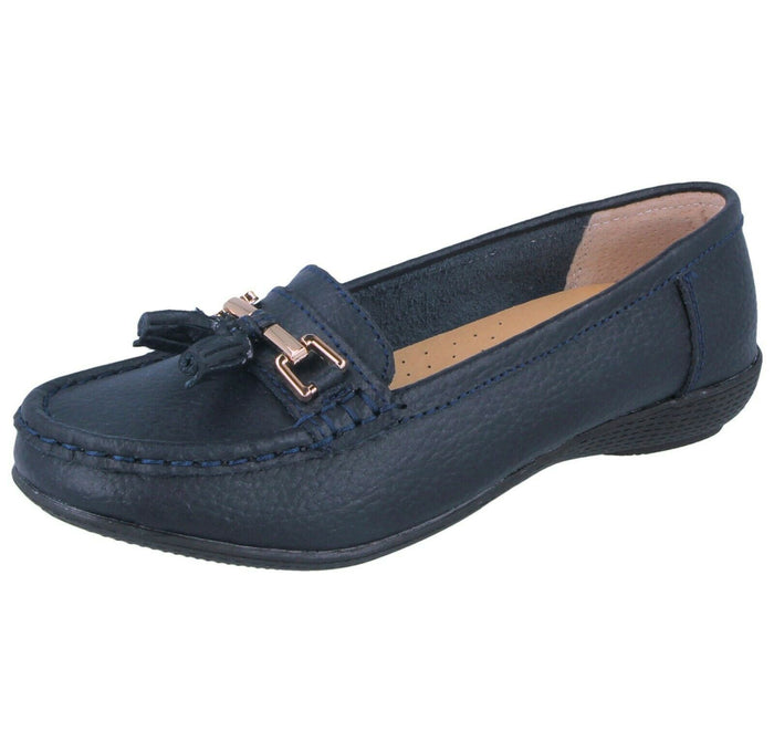 Ladies Real Leather Tassel Loafers Slip On Moccasin Flat Nautical Boat Shoes
