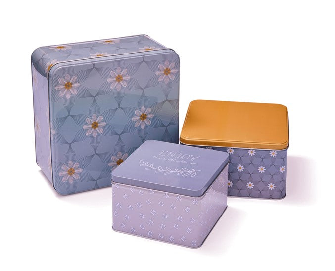 Set of 3 Cooksmart Baking Cake Storage Tins Biscuit Carriers Sweet Caddies - Purity