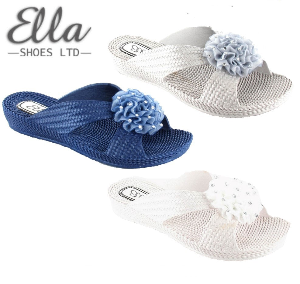 Ladies Low Wedge Slip On Toe Post Sandals - Ella Shoes