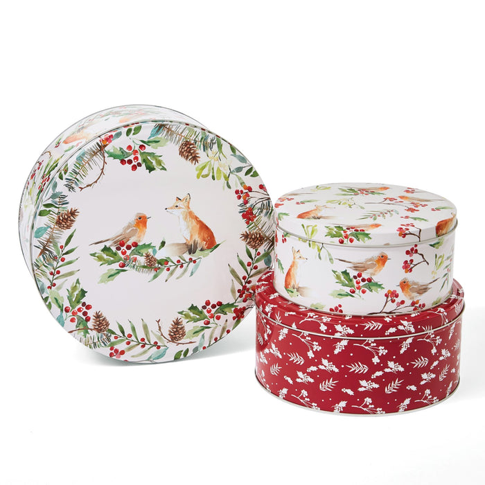 Cooksmart 100% Cotton Christmas Apron with matching Cake Biscuits Storage Tins