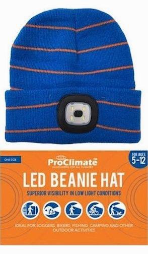 Kids Stripe Design LED Super Bright Light Head Touch Beanie Hat Age 5-12 yrs