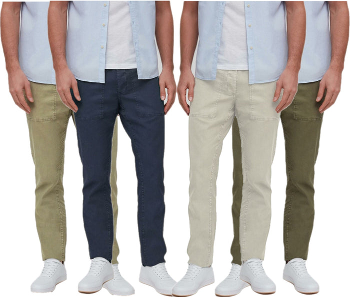 Mens Straight Fit Linen Blend Cotton Trousers
