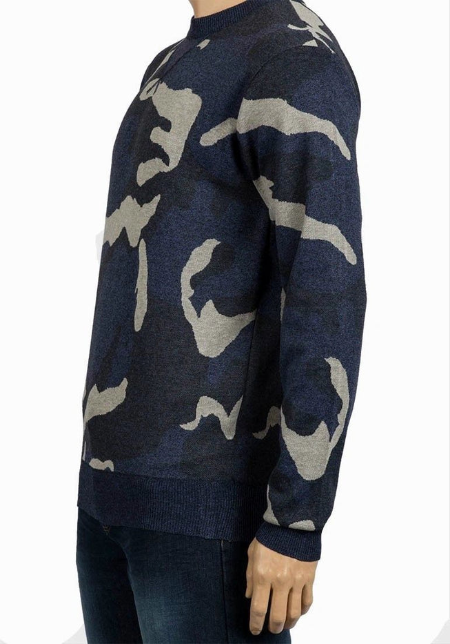 Brave Soul Mens Camouflage Pattern Knitted Jumper