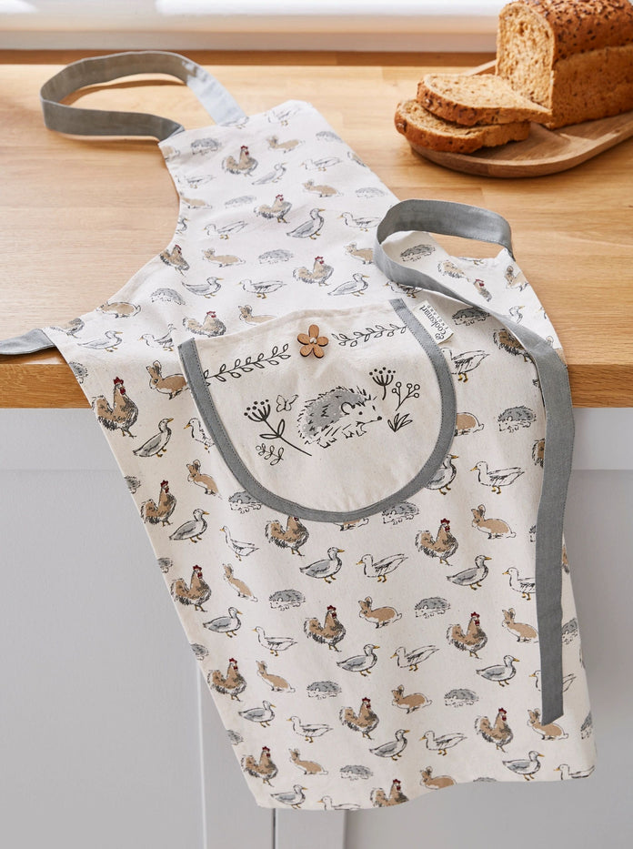 Cooksmart 100% Cotton Apron with Pocket - Country Animals